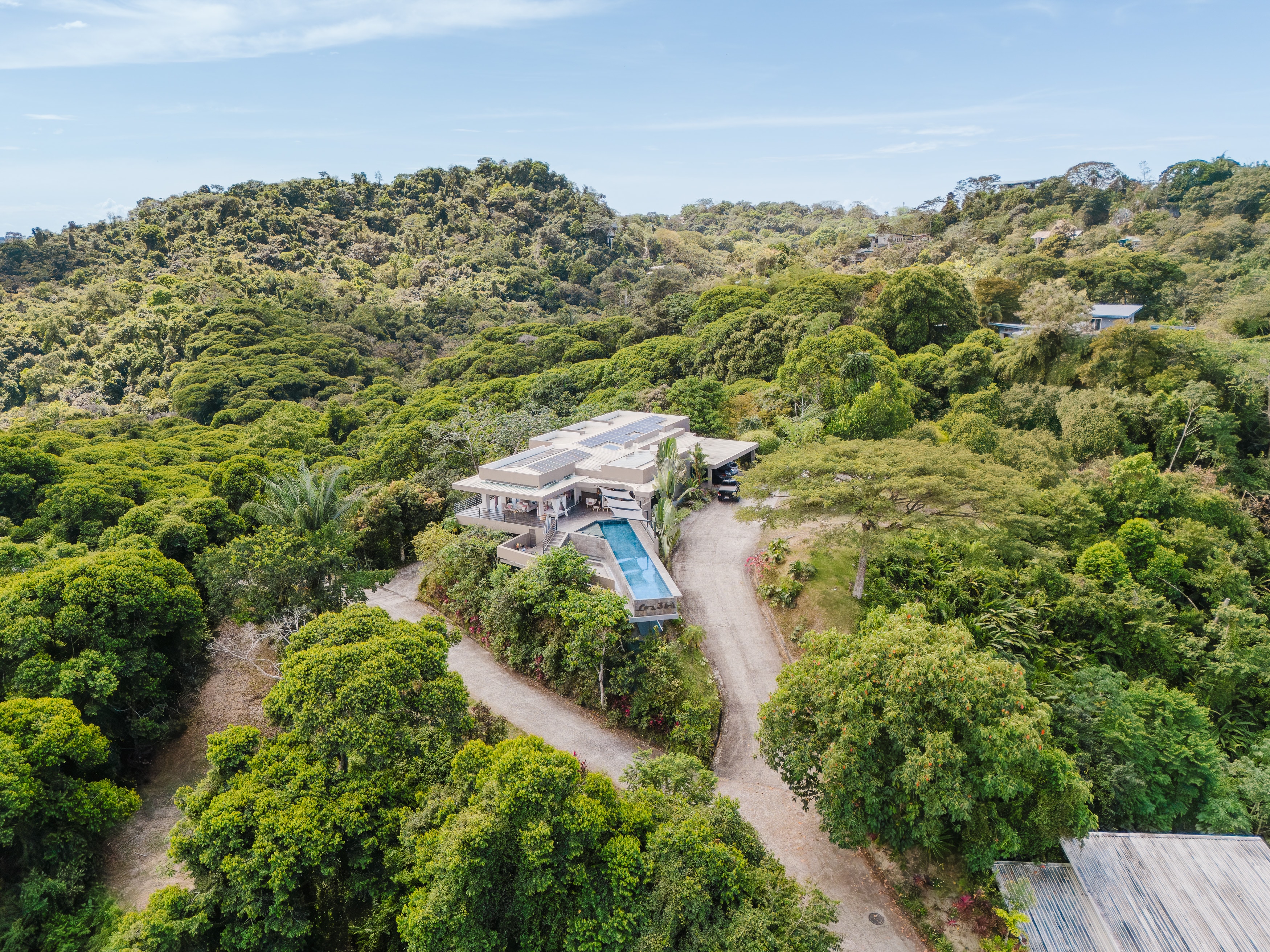 Aerial — the villa in context