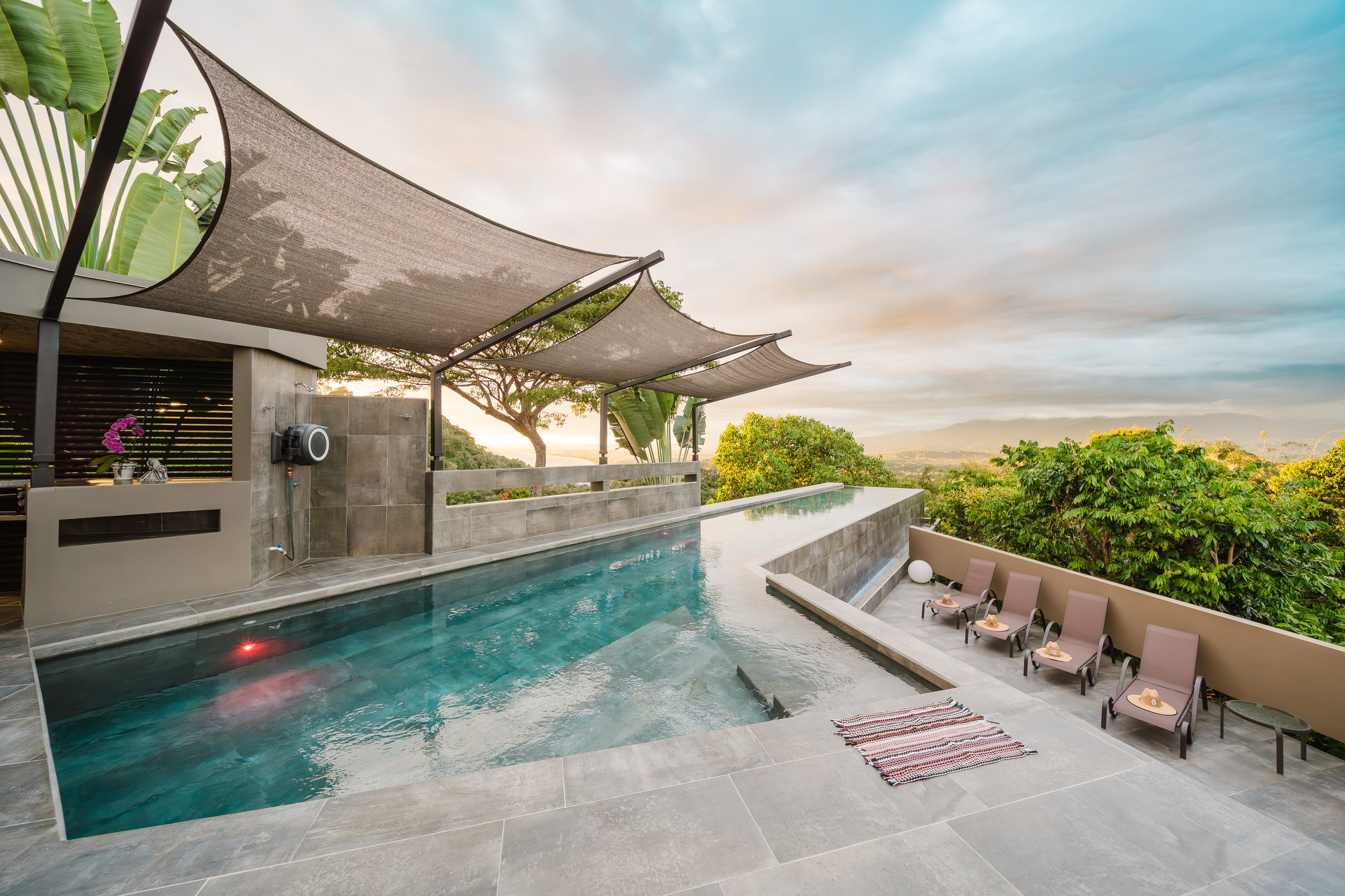 The infinity pool at sunset